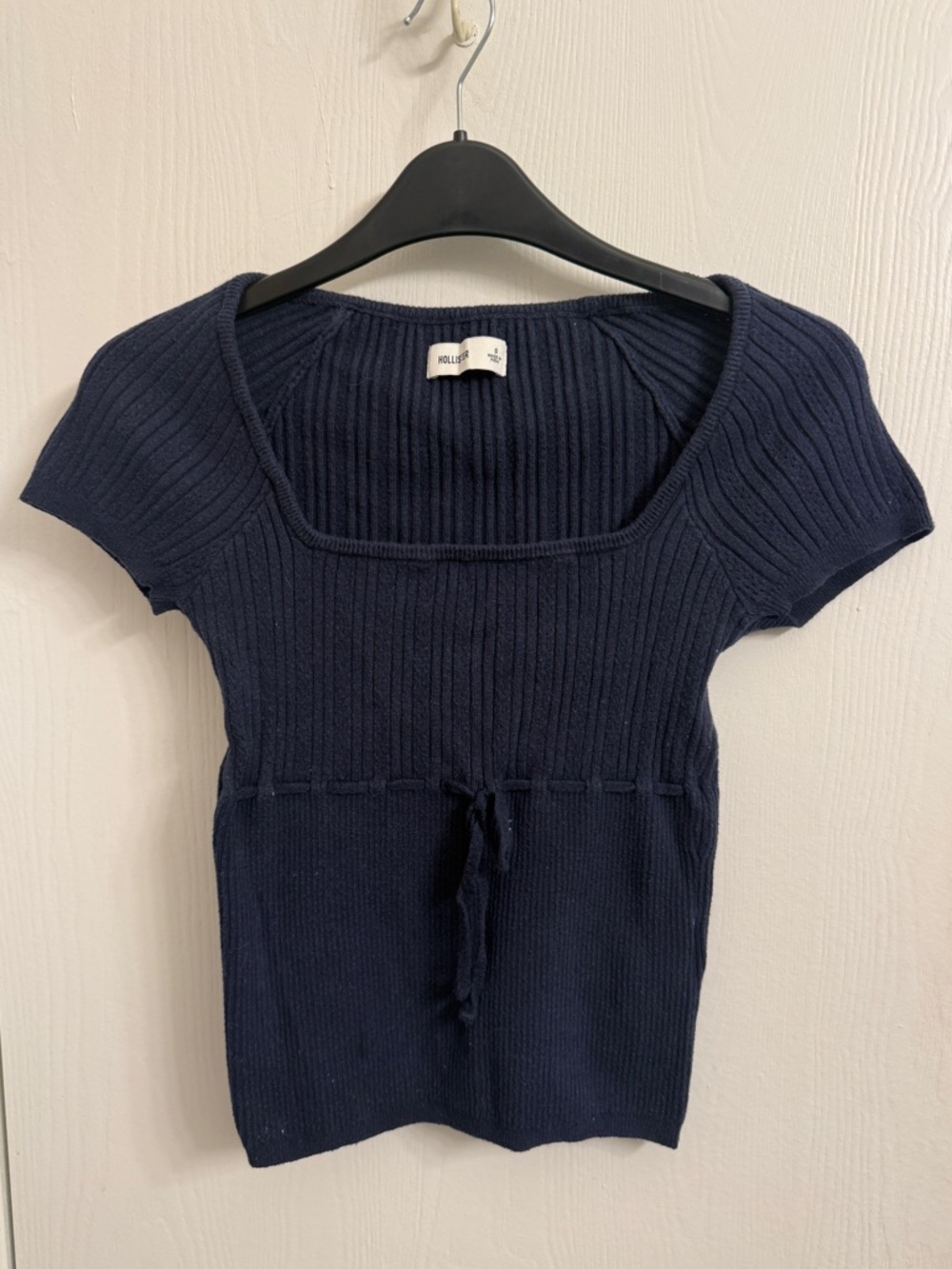🌻5/$16🌻Hollister Navy Rib-Knit Square Neck Short Sleeve Top